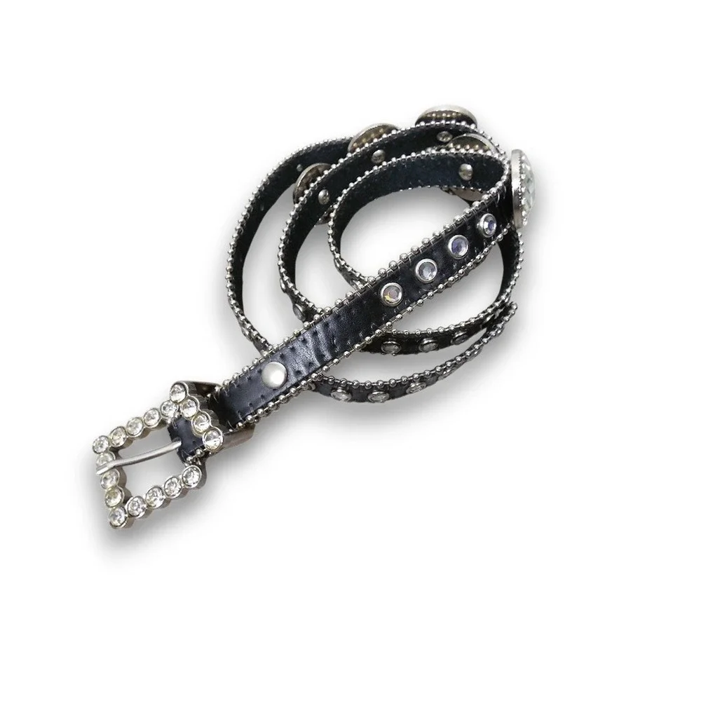 Womens Leather Rhinestone Western Belt Size Medium / Large‎